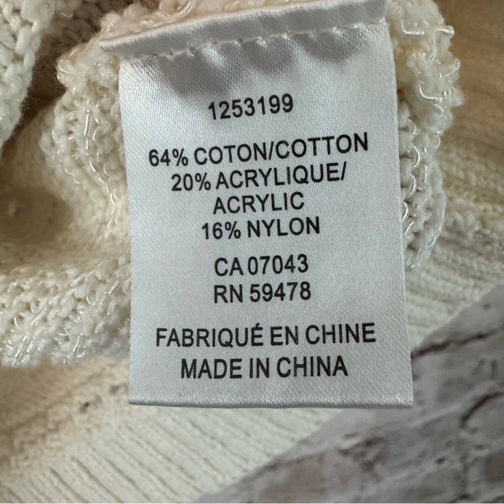 House of Harlow 1960 Small Knit Sweater Top Short Puff Sleeve Cream Cottage Sm S - Picture 4 of 6